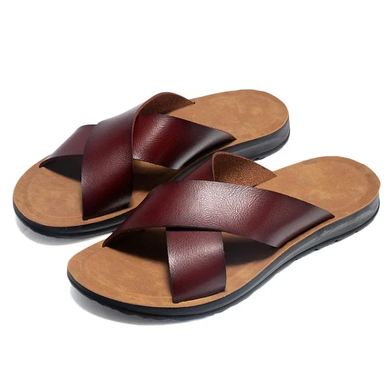 Men's Large Size Summer Slippers – Non-Slip Casual Beach Sandals & Comfortable Flat Shoes