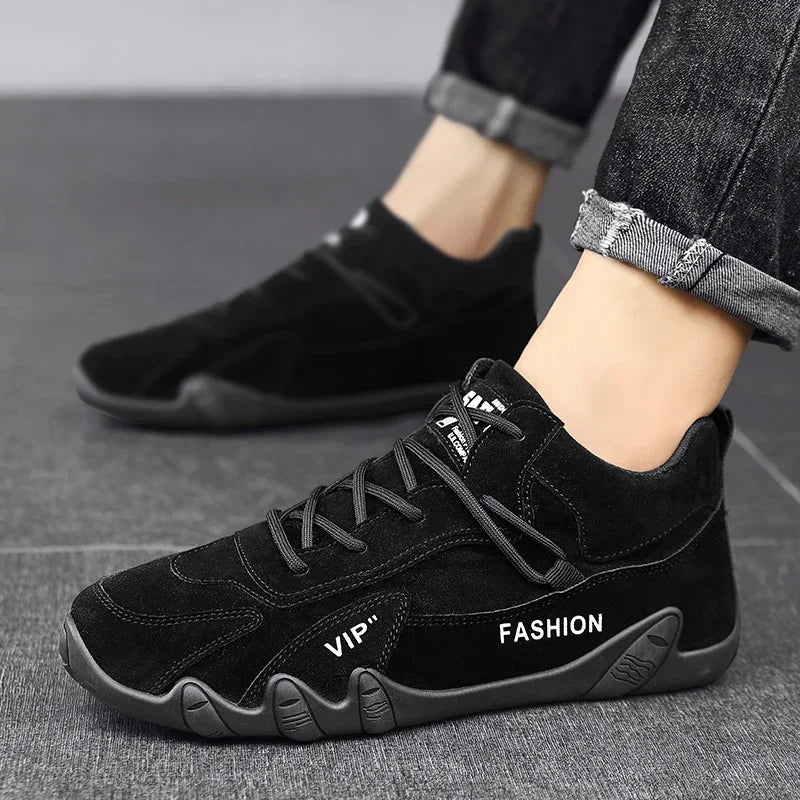 Waterproof Leather Ankle Boots for Men – Lace-Up Casual Sneakers, Waterproof Motorcycle Shoes