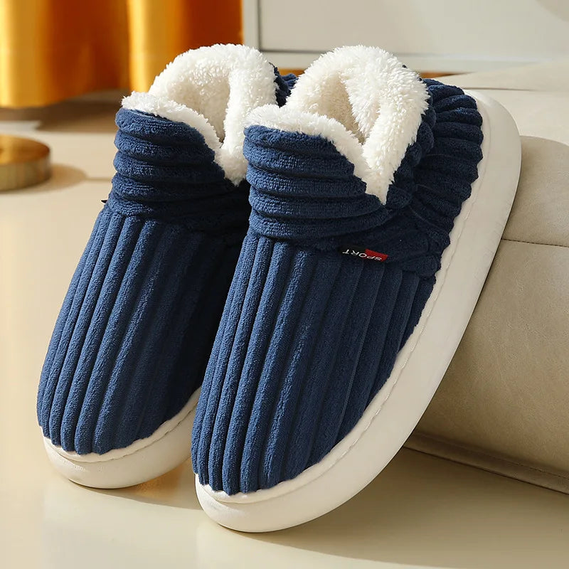 Kidmi Winter Warm Fur Men's Shoes – Outdoor Fuzzy Non-Slip Casual Slippers with Soft Plush Lining