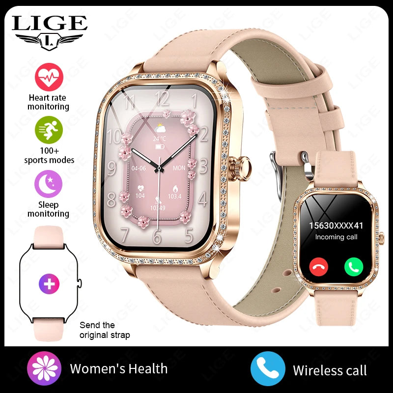 LIGE Women’s Smartwatch – Waterproof Bluetooth Call Fitness Tracker with Heart Rate Monitor