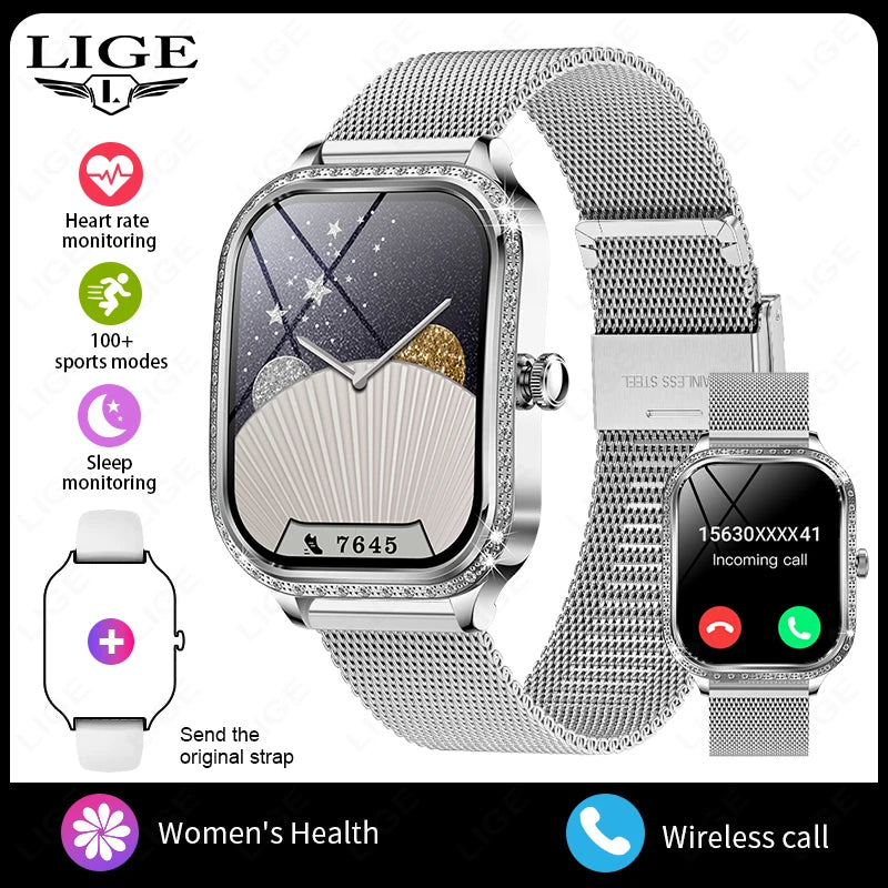 LIGE Women’s Smartwatch – Waterproof Bluetooth Call Fitness Tracker with Heart Rate Monitor