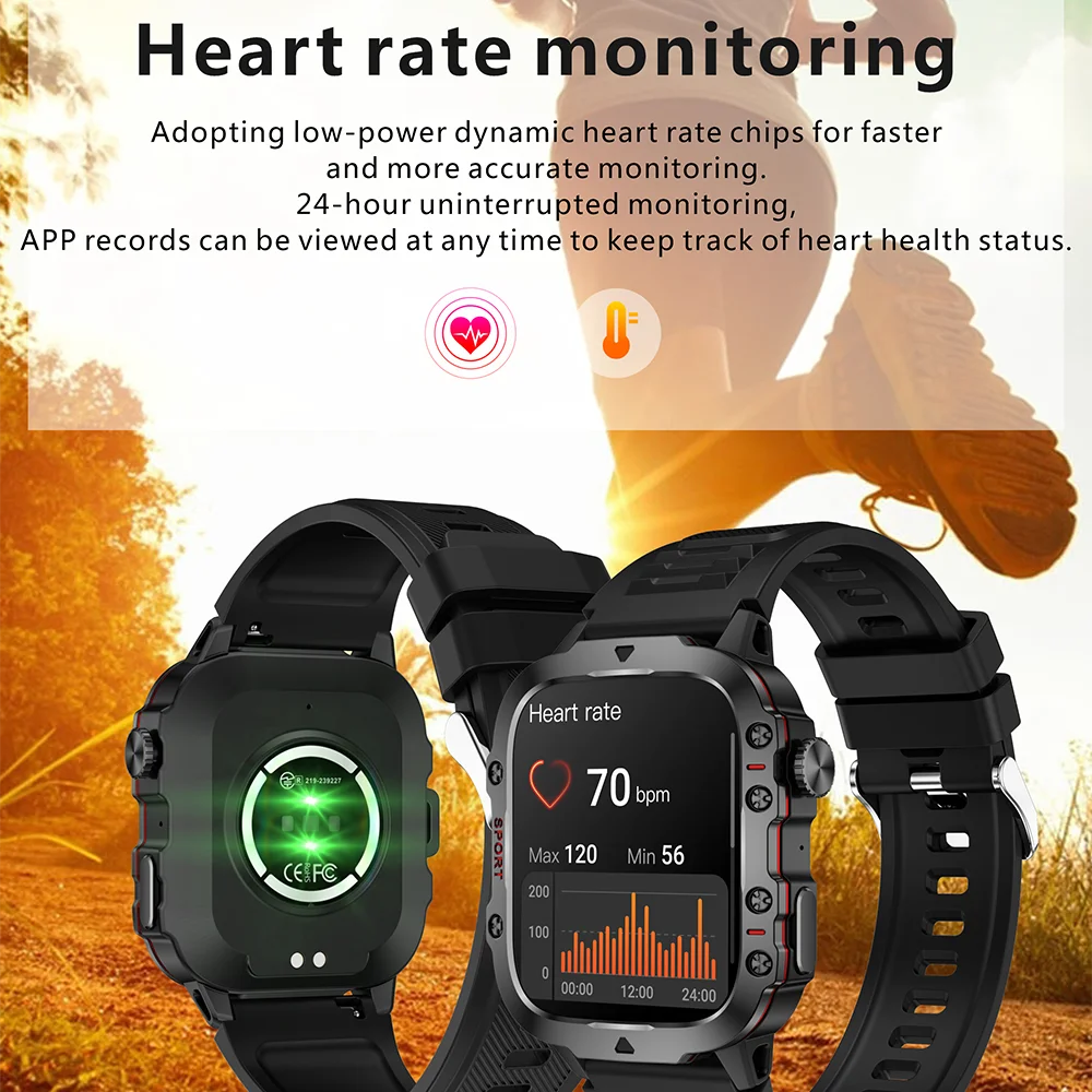 Men's Smart Watch Bluetooth Call 1.96" AMOLED Fitness Tracker IP68 Waterproof for Xiaomi & Android