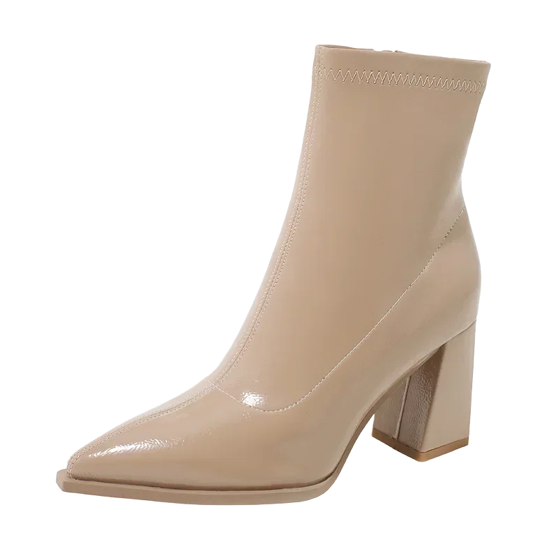 2025 Women’s Pointed Toe Solid Color Boots - Versatile & Comfortable Workplace Banquet Footwear