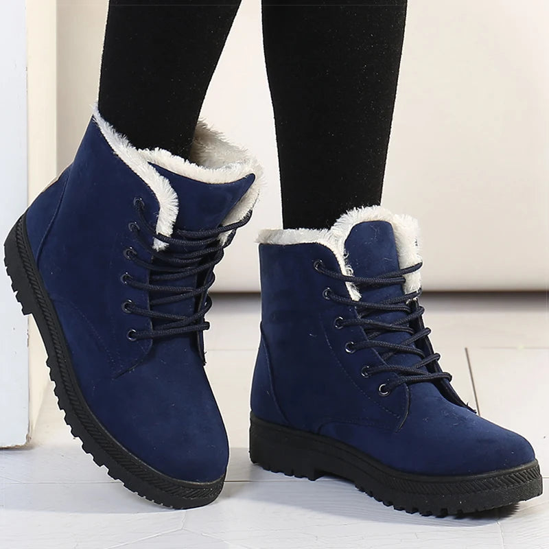 Women's Winter Ankle Boots - Low Heels with Fur for Warmth