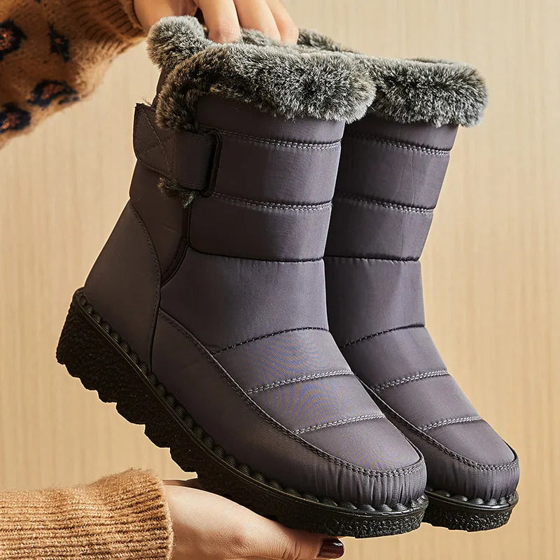 Women's Winter Snow Boots 2025 - Low Heels, Waterproof Fur-Lined Ankle Boots