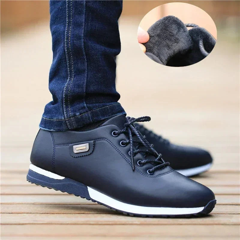 Men's PU Leather Casual Shoes – Warm Business Sneakers for Outdoor & Everyday Wear