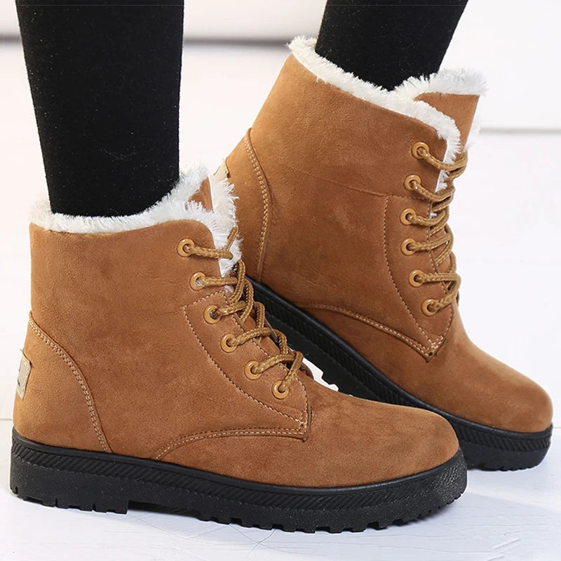 Women's Winter Ankle Boots - Low Heels with Fur for Warmth