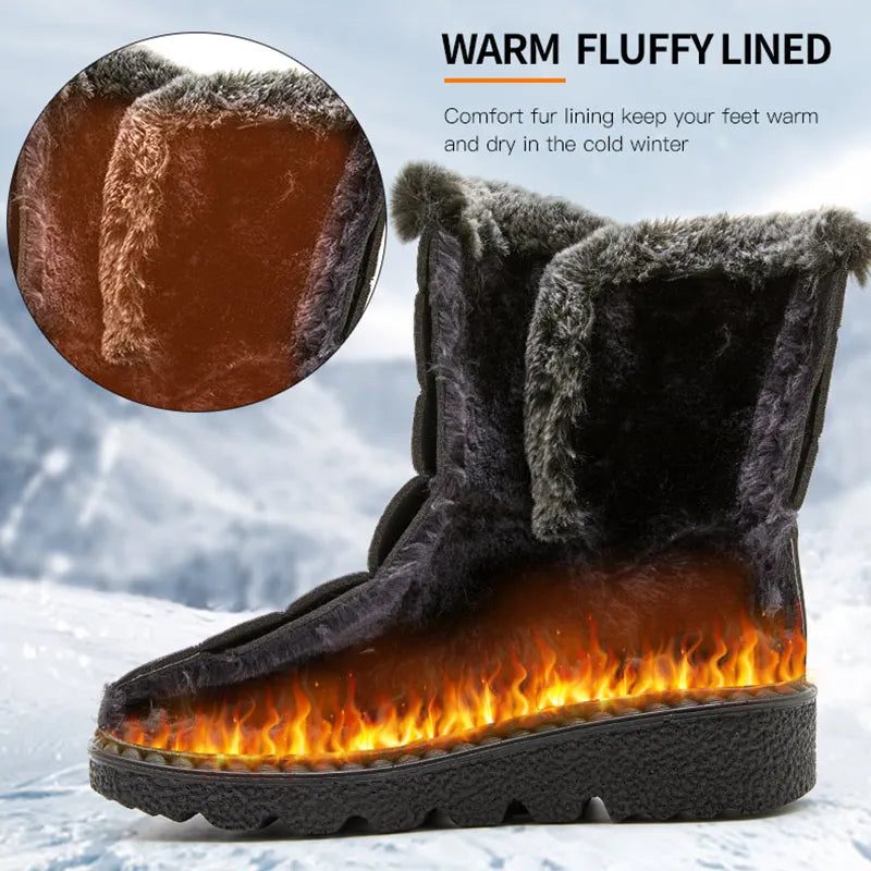 Women's Winter Snow Boots 2025 - Low Heels, Waterproof Fur-Lined Ankle Boots