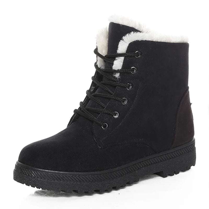 Women's Winter Ankle Boots - Low Heels with Fur for Warmth