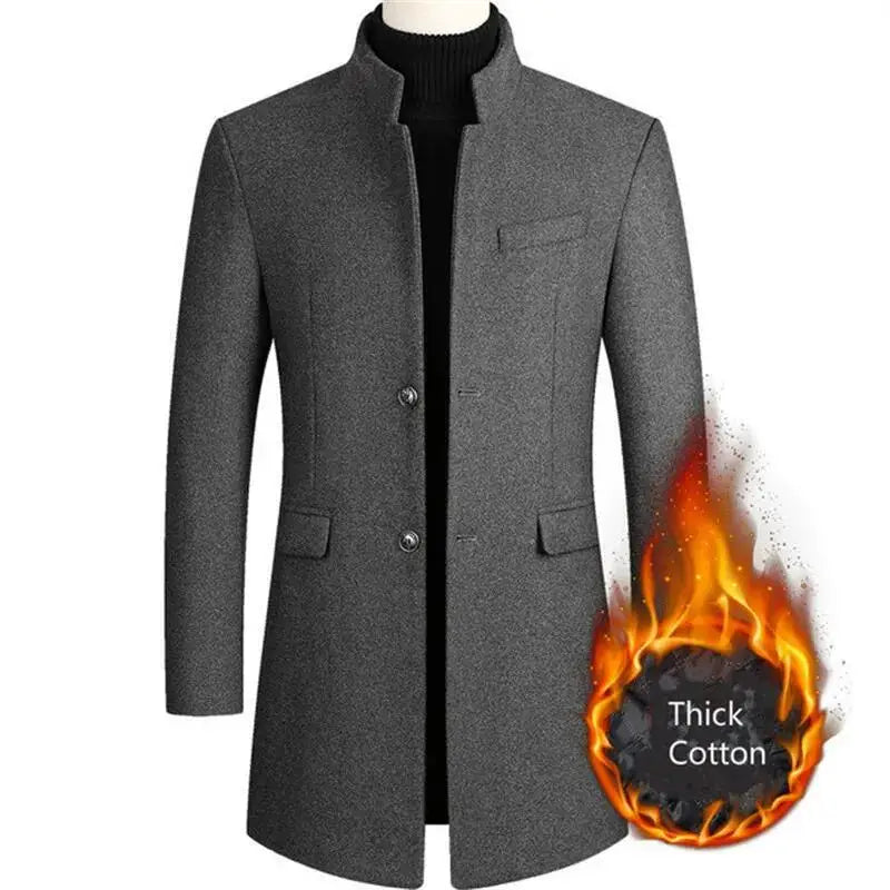 New Autumn Winter Woolen Coat for Men – Casual Slim Fit Windbreaker Mid-Length Cardigans Blends Jacket Coats (4XL-M)