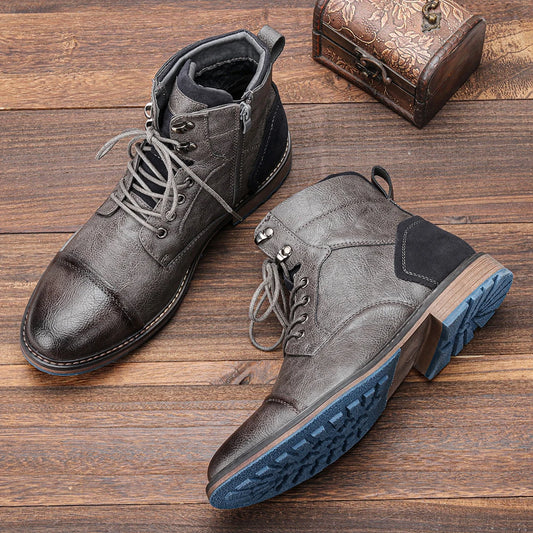 Men's Leather Ankle Boots – Size 7-13, Durable High-Top Fashion Boots, Brand #AL605