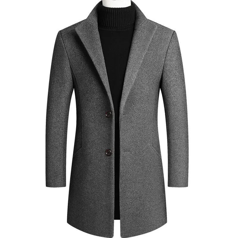 New Autumn Winter Woolen Coat for Men – Casual Slim Fit Windbreaker Mid-Length Cardigans Blends Jacket Coats (4XL-M)