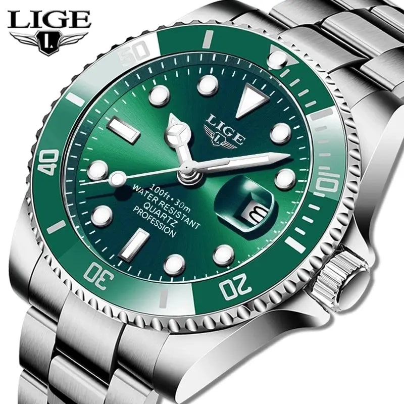 LIGE Luxury Men's Diver Watch - 30ATM Waterproof Quartz Wristwatch with Date Function | Stylish & Durable Sport Watch