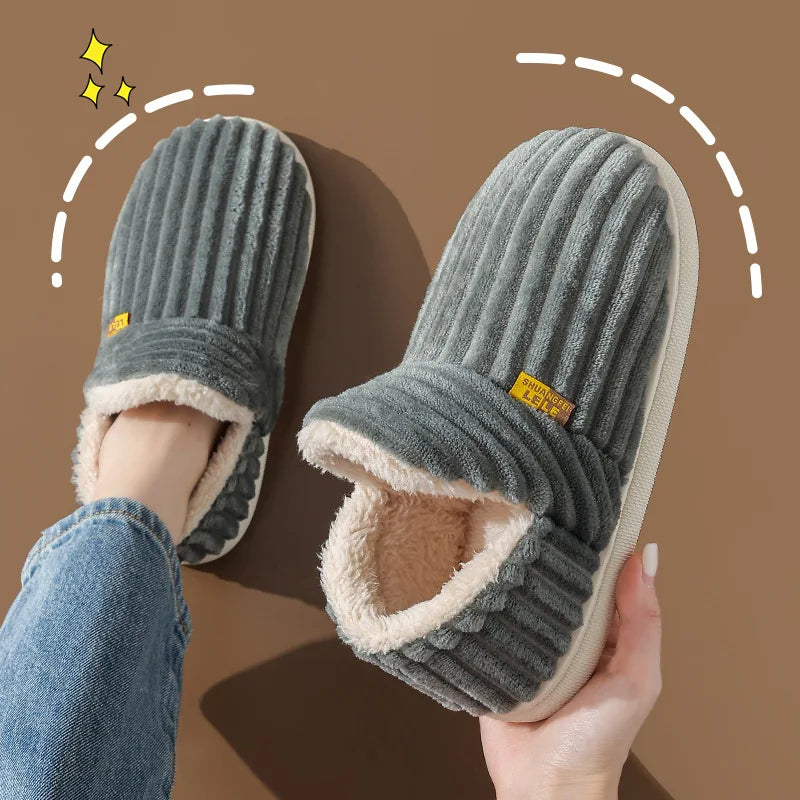 Bebealy Winter Men’s & Women’s Plush Slippers – Cozy Non-Slip Indoor & Outdoor Fur Shoes