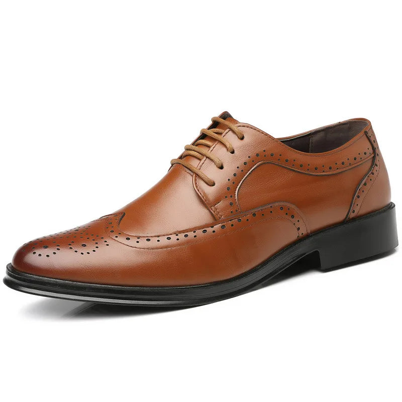 Handcrafted Men's Oxford Shoes – Genuine Calfskin Leather Brogue Dress Shoes for Business & Formal Wear