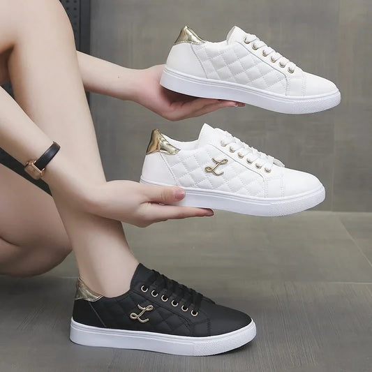 Women's Fashion Breathable Flat Sneakers – Soft Sole Vulcanized Casual Shoes