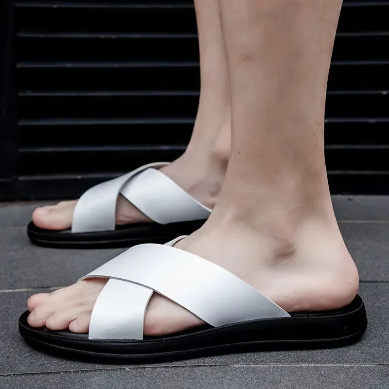 Men's Large Size Summer Slippers – Non-Slip Casual Beach Sandals & Comfortable Flat Shoes