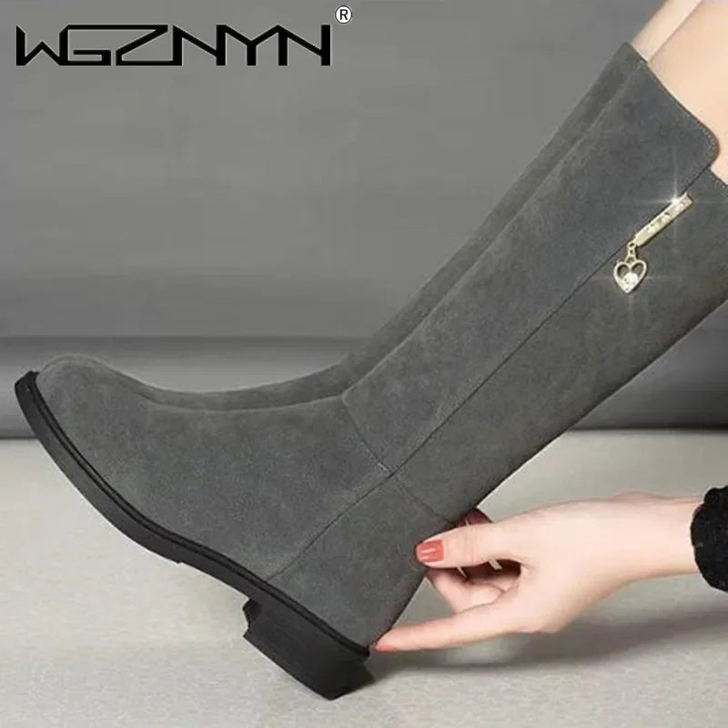 2025 Women’s Warm Plush Snow Boots - Flat Casual Winter Shoes with Side Zipper