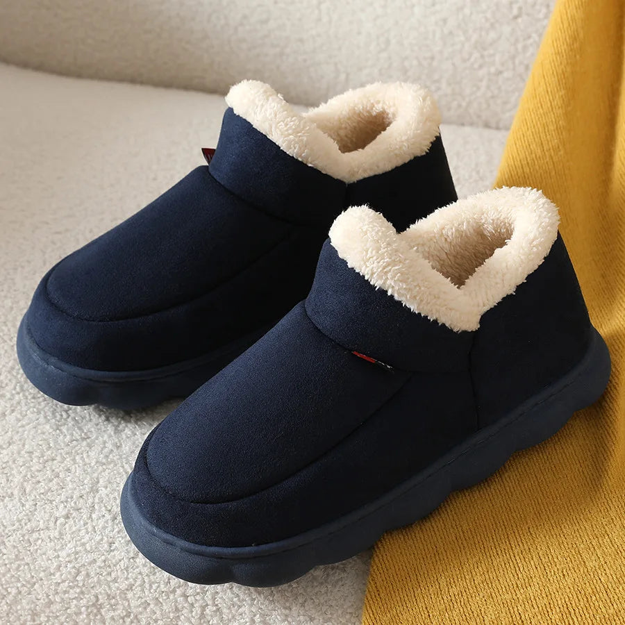 Kidmi Winter Warm Fur Men's Shoes – Outdoor Fuzzy Non-Slip Casual Slippers with Soft Plush Lining