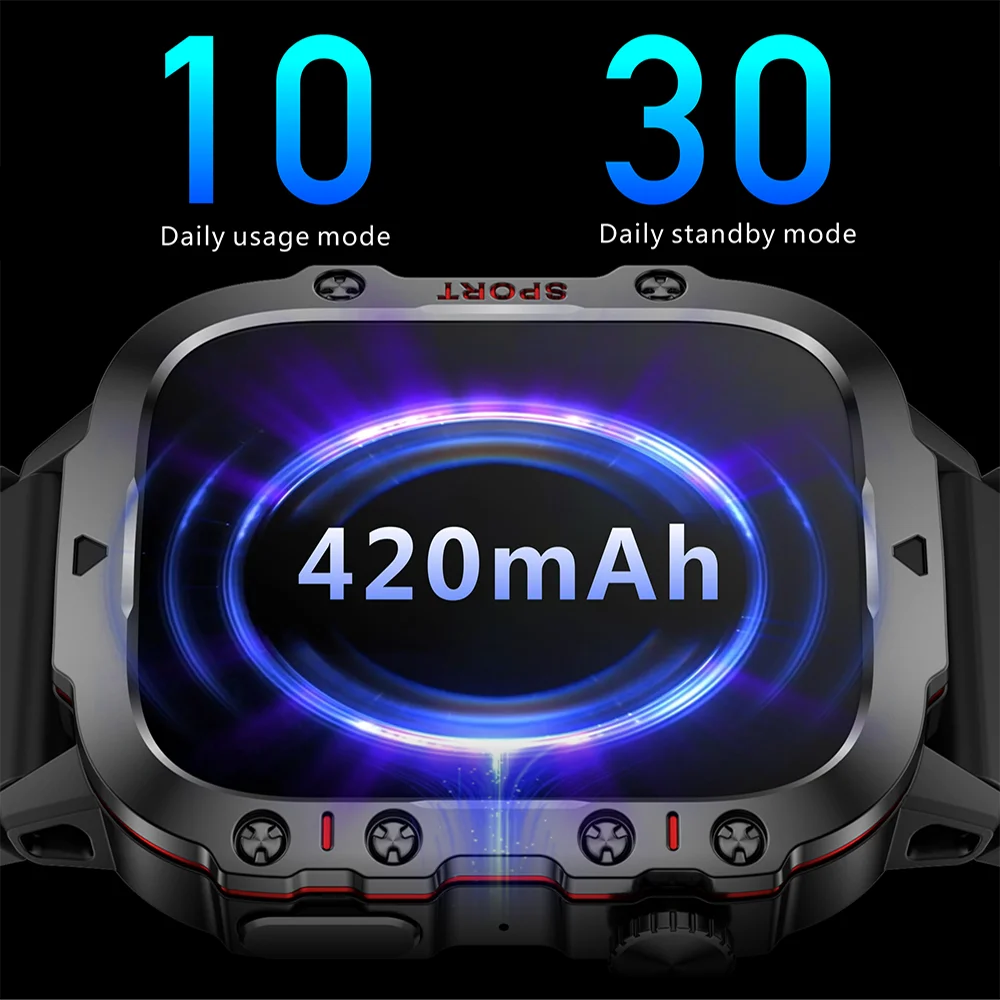 Men's Smart Watch Bluetooth Call 1.96" AMOLED Fitness Tracker IP68 Waterproof for Xiaomi & Android