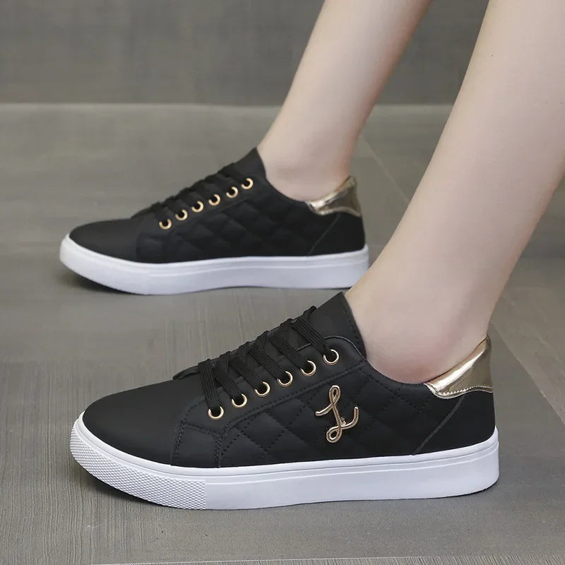 Women's Fashion Breathable Flat Sneakers – Soft Sole Vulcanized Casual Shoes