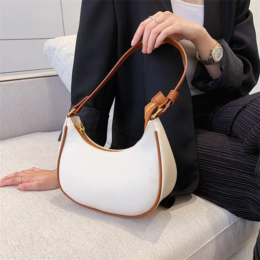 Women's Clutch Handbags Fashion Solid Color PU Leather Underarm Shoulder Bag Female Bag