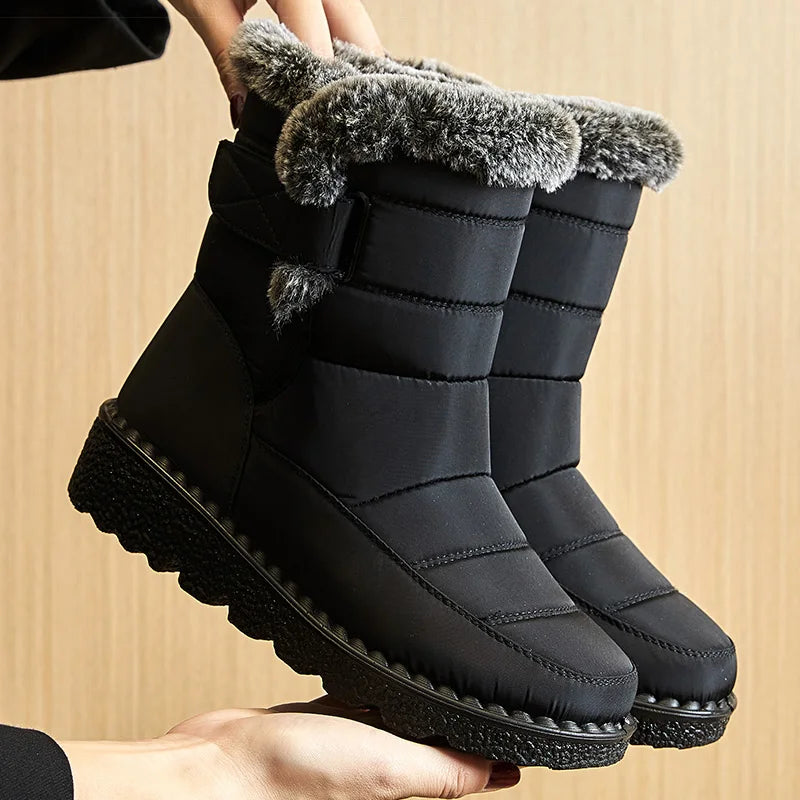 Women's Winter Snow Boots 2025 - Low Heels, Waterproof Fur-Lined Ankle Boots