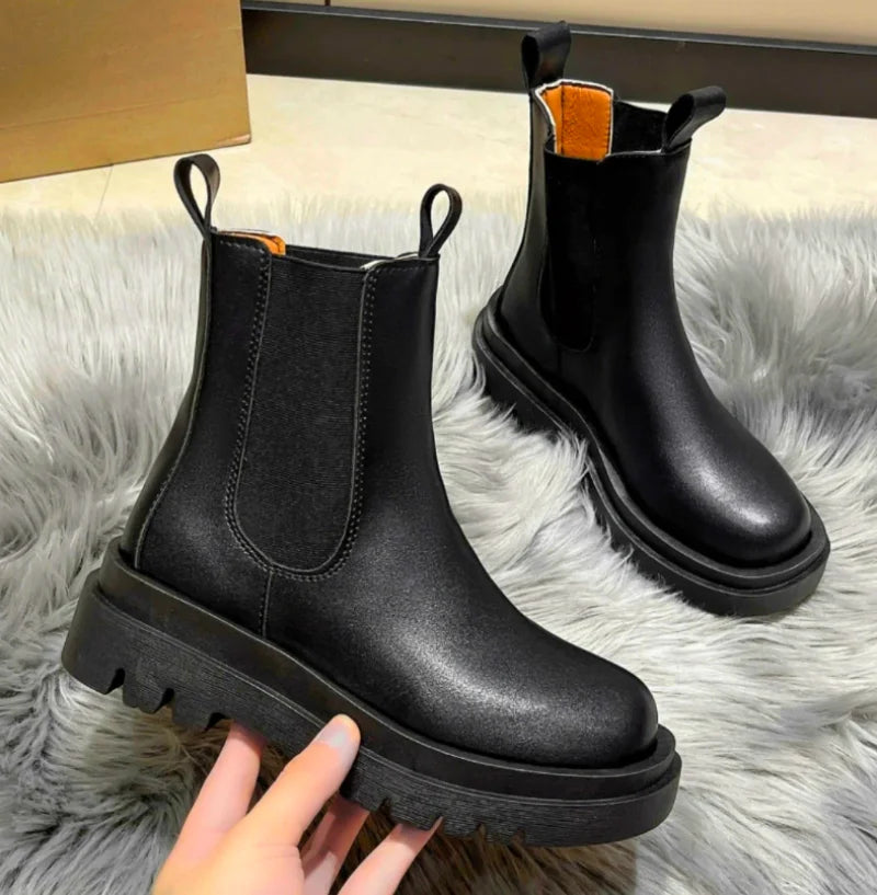 Women's Luxury Chelsea Boots - Thick Sole Flat Casual Fashion Boots