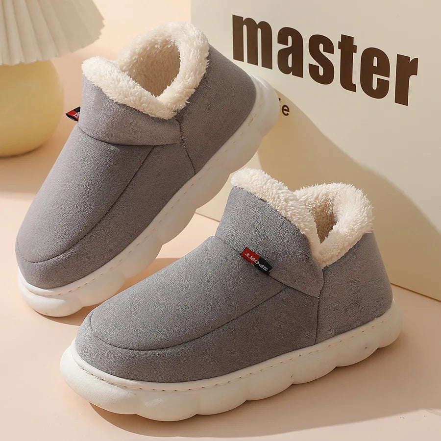 Kidmi Winter Warm Fur Men's Shoes – Outdoor Fuzzy Non-Slip Casual Slippers with Soft Plush Lining