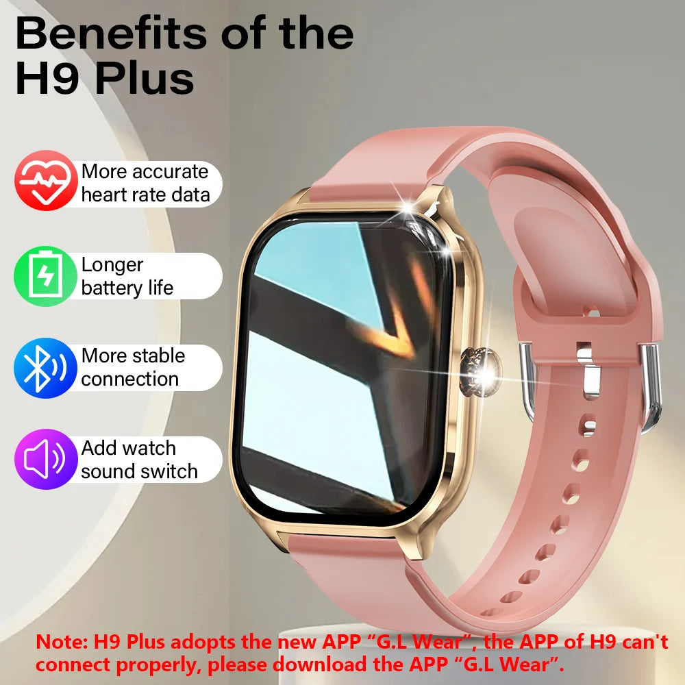 H9 2.01-Inch HD Smartwatch with Bluetooth Call, Fitness Tracking, and DIY Dials for Men & Women