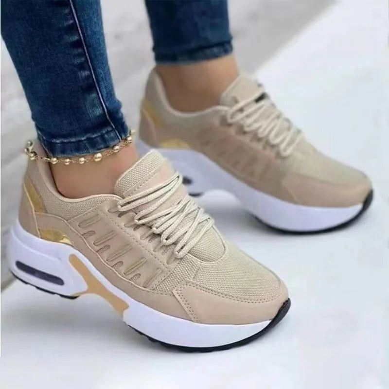 Women's Fashion Vulcanized Platform Sneakers – Breathable Mesh Casual Running Shoes