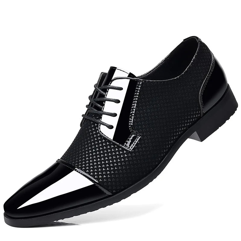 Men's Classic Patent Leather Oxford Shoes – Lace-Up Formal Dress Shoes for Weddings & Parties