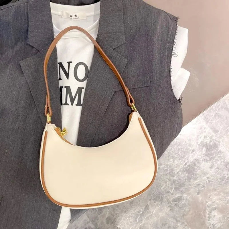 Women's Clutch Handbags Fashion Solid Color PU Leather Underarm Shoulder Bag Female Bag