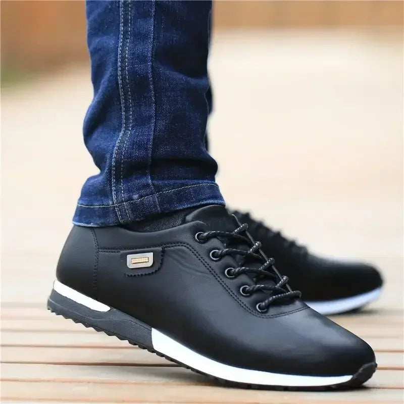 Men's PU Leather Casual Shoes – Warm Business Sneakers for Outdoor & Everyday Wear