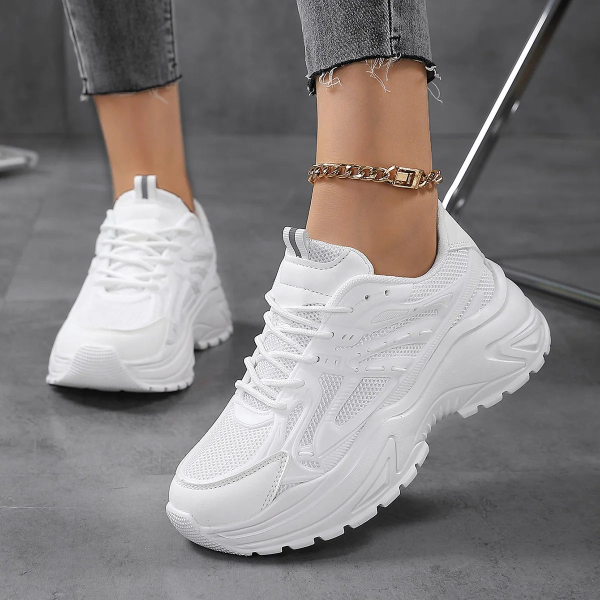 Women’s Fashionable Chunky Mesh Sneakers – Breathable & Comfortable Elevator Design