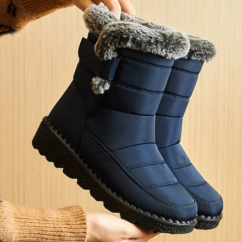 Women's Winter Snow Boots 2025 - Low Heels, Waterproof Fur-Lined Ankle Boots