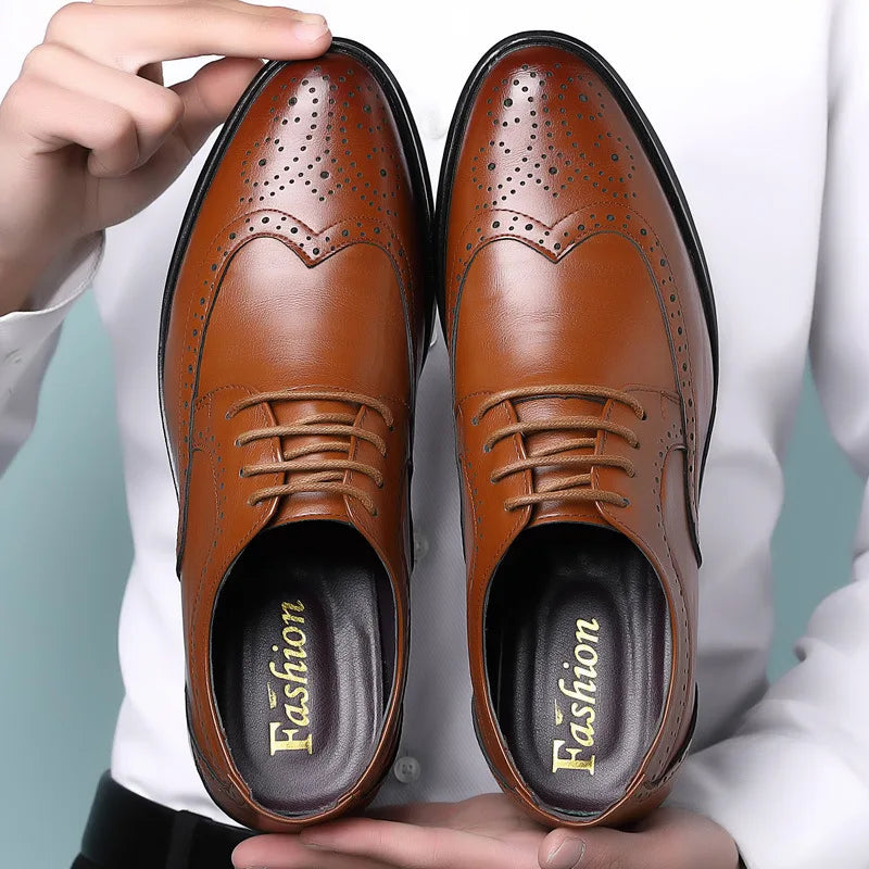 Handcrafted Men's Oxford Shoes – Genuine Calfskin Leather Brogue Dress Shoes for Business & Formal Wear