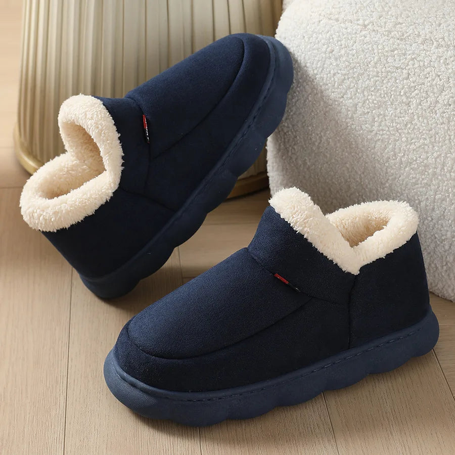 Kidmi Winter Warm Fur Men's Shoes – Outdoor Fuzzy Non-Slip Casual Slippers with Soft Plush Lining