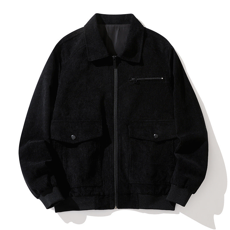 Trendy Hong Kong Style Japanese Style Workwear Lapel Corduroy Coat