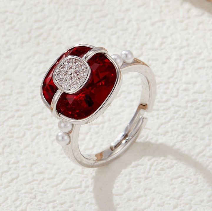 Affordable Luxury Fashion Red Crystal Cube Sugar Open Ring by LUXE AHMAR – Available at LUXE AHMAR