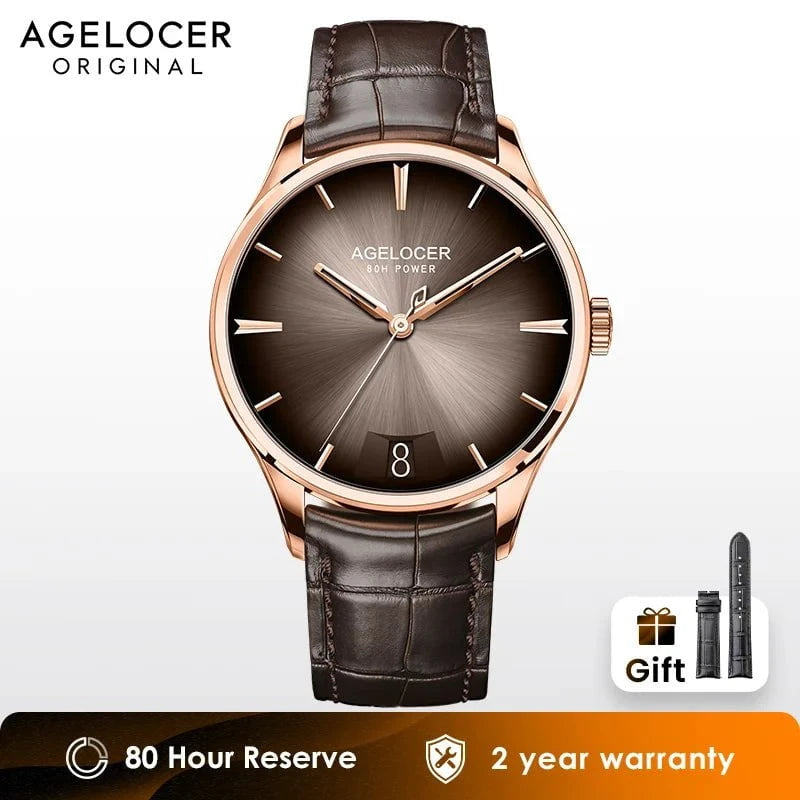 AGELOCER Budapest Men's Luxury Automatic Watch – Big Calendar, Cal. A4610 Movement, 80 - Hour Power Reserve, Leather Strap by Luxe Ahmar – Available at LUXE AHMAR