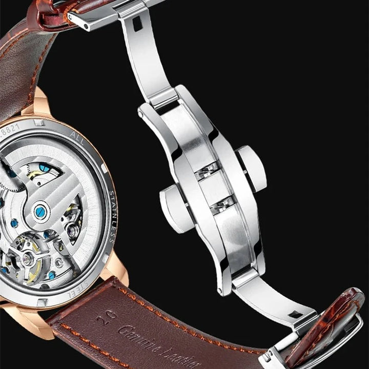 AILANG Double Tourbillon Men's Automatic Watch – Luxury Mechanical Timepiece with Leather Strap, Waterproof Design & Luminous Display by Luxe Ahmar – Available at LUXE AHMAR