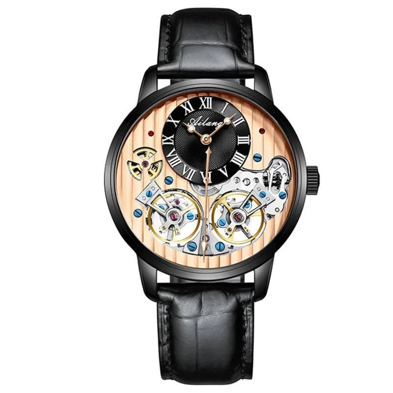 AILANG Double Tourbillon Men's Automatic Watch – Luxury Mechanical Timepiece with Leather Strap, Waterproof Design & Luminous Display by Luxe Ahmar – Available at LUXE AHMAR