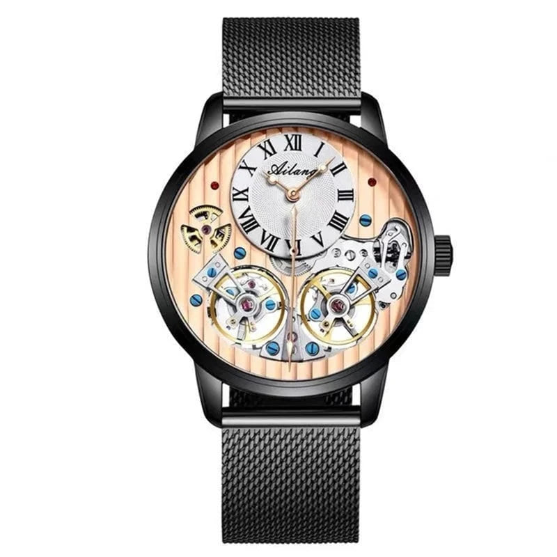 AILANG Double Tourbillon Men's Automatic Watch – Luxury Mechanical Timepiece with Leather Strap, Waterproof Design & Luminous Display by Luxe Ahmar – Available at LUXE AHMAR