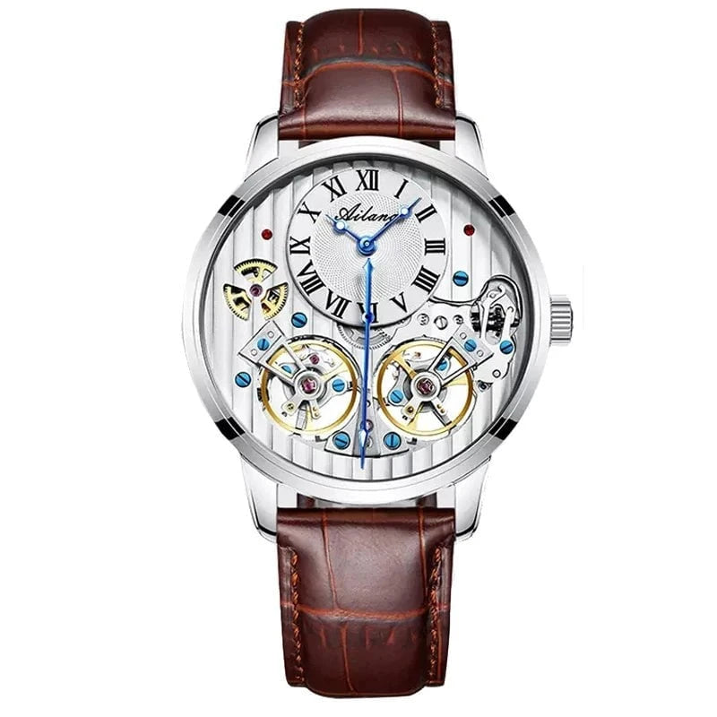 AILANG Double Tourbillon Men's Automatic Watch – Luxury Mechanical Timepiece with Leather Strap, Waterproof Design & Luminous Display by Luxe Ahmar – Available at LUXE AHMAR