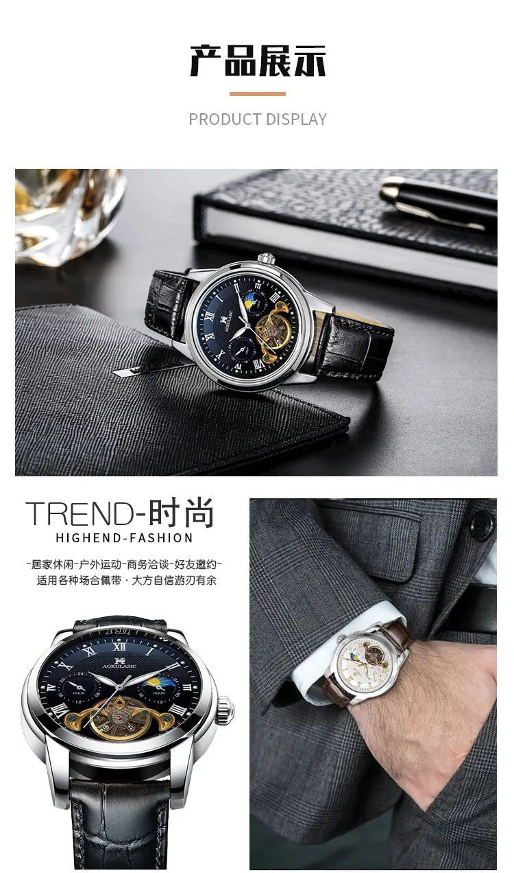 AOKULASIC Men's Wristwatch – Automatic Mechanical Military Sport Watch, Luxury Tourbillon Hollow Business Watch 542 by Luxe Ahmar – Available at LUXE AHMAR