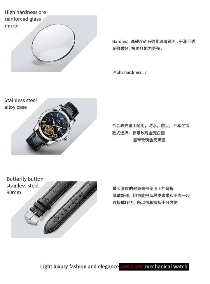 AOKULASIC Men's Wristwatch – Automatic Mechanical Military Sport Watch, Luxury Tourbillon Hollow Business Watch 542 by Luxe Ahmar – Available at LUXE AHMAR