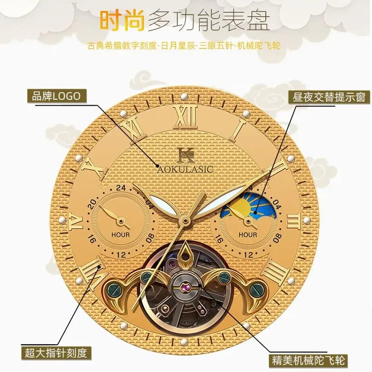 AOKULASIC Men's Wristwatch – Automatic Mechanical Military Sport Watch, Luxury Tourbillon Hollow Business Watch 542 by Luxe Ahmar – Available at LUXE AHMAR