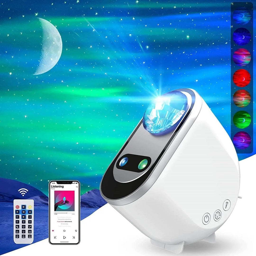 Aurora Borealis Galaxy Star Projector Lamp – LED Northern Lights, Moon & Stars Night Light for Bedroom & Home Decor by LUXE AHMAR – Available at LUXE AHMAR