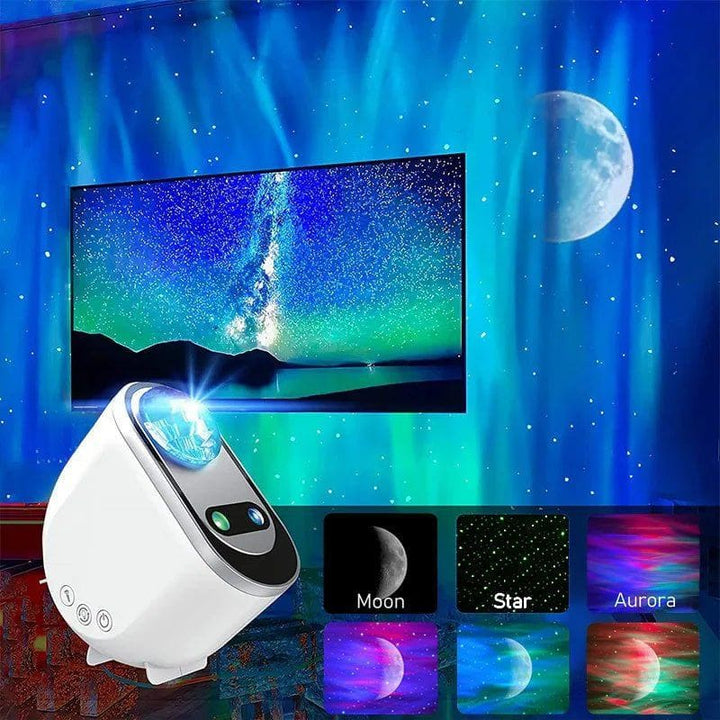 Aurora Borealis Galaxy Star Projector Lamp – LED Northern Lights, Moon & Stars Night Light for Bedroom & Home Decor by LUXE AHMAR – Available at LUXE AHMAR